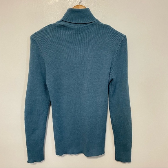 Dusty Blue Basic Turtleneck Vintage Knit Sweater - Picture 2 of 6